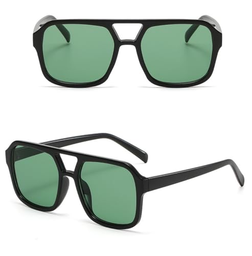 Image of Retro 70s Square Aviator Sunglasses Women Men Vintage Rectangle Sunglasses Flat Frame Trendy Shades