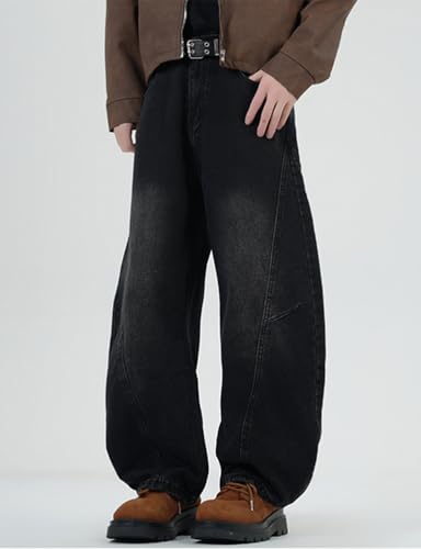 Kinghua Mens Baggy Jeans Casual Loose Fit Wide Leg Skater Streetwear Y2k Denim Pants2