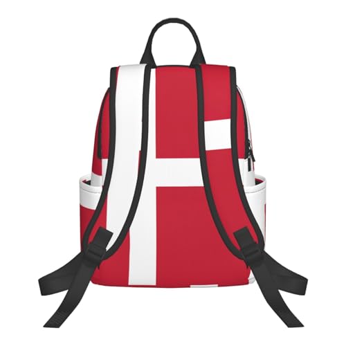 Danish Flag Printing Backpacks Lightweight With 1 Main Compartment, Shoulder Rucksack Carry On,Outdoor Travel Bags3