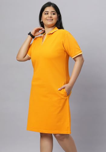 Image of Wear Your Opinion Women's Plus Size Soft PQ Polo Collar Neck Tipped Tshirt Dress