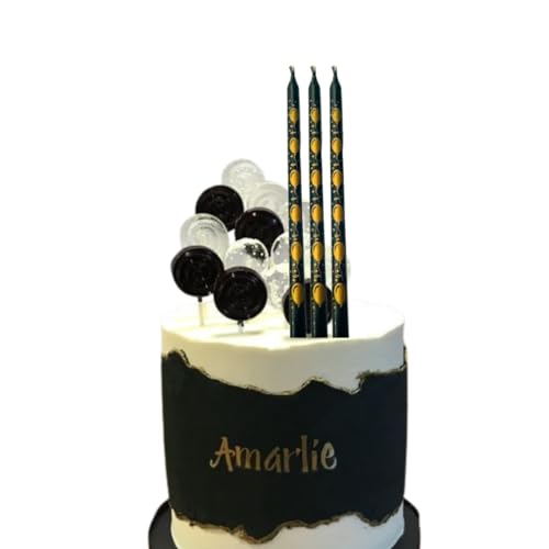 Image of Wanna Party Black and Gold Cake Candles, Black Cake Decoration for Birthday Parties, Wedding Decorations, Party -6 CT