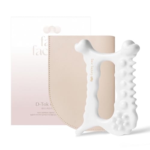 Face Factory Ferramenta D-TOK Gua Sha de cerâmica – Massageador facial e corporal com bolsa de couro