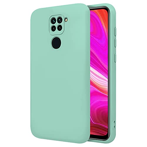 TBOC Funda Compatible con Xiaomi Redmi Note 9 [6.53"] - Carcasa Rígida [Turquesa] Silicona Líquida Premium [Tacto Suave] Forro Interior Microfibra [Protege la Cámara] Antideslizante Resistente Cover