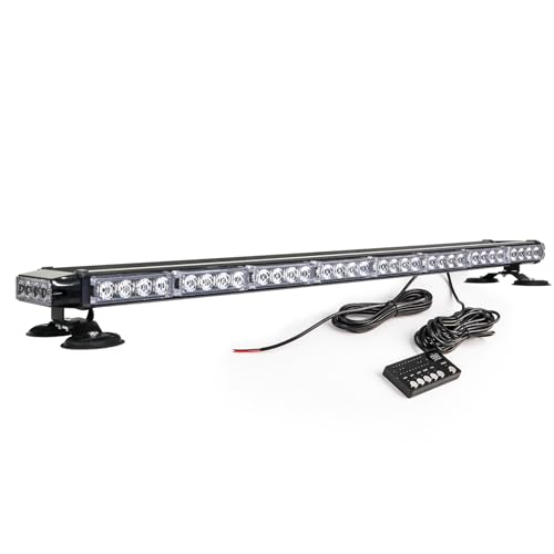 CUMART 38" Amber Yellow Rooftop Beacon Warning Emergency Flashing Snow Plow Light Bar Double Side Strobe Light Traffic Advisor with Magnetic Base for Tow Work Truck Pickup (Amber/Amber) - Image 6