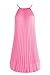 Ellames Women's 2025 Summer Spaghetti Strap Pleated Casual Swing Dress with Belt Pink XS