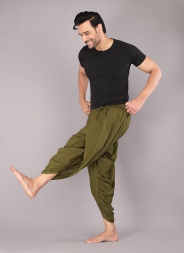 Image of Urali Men's Solid 100% Cotton Dhoti Pants - D100A