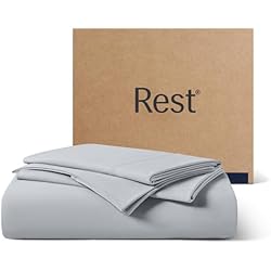REST® Evercool®+ Starter Sheet Set, Full, Light Gray, Breathable Bed Sheet for Hot Sleeper and Night Sweats, with Pillowcases, Ionic+ Self-Cleaning Silver Yarn for Sensitive Skin, 3PCS No Flat Sheet