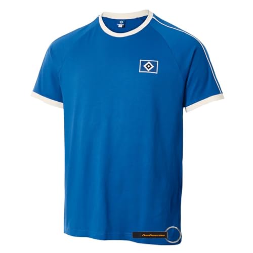 Hamburger SV HSV T-Shirt Elko Offizieller Fanartikel Königsblaues T-Shirt mit weißem Raute-Logo und Off-White Details 100% Baumwolle