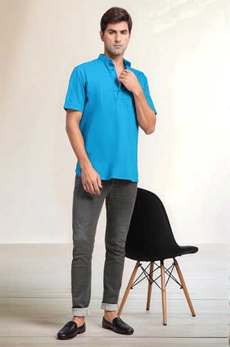 Image of SKAVIJ Men's Cotton Tunic Casual Short Kurta Top Regular Fit