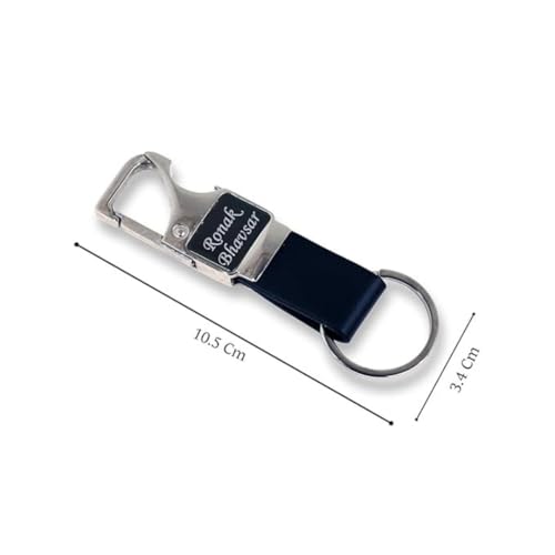 Image of Personalized Keychain with Name Engraved I Metal Key Ring I Trendy Stylish Customized Keychains for Men, Husband, Boyfriends, Brother, Dad, Home, Office, Car & Bike, Black, Pack Of 2