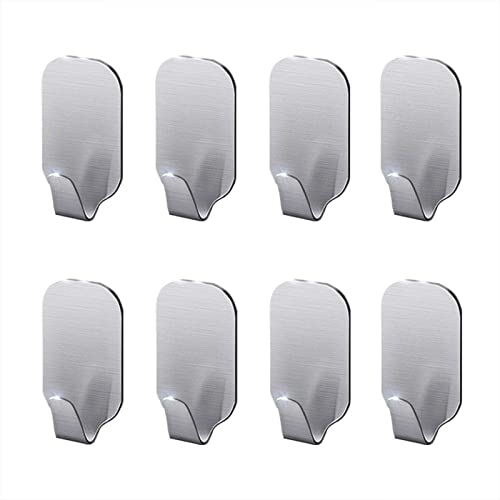 Ganchos de pared adhesivos de acero inoxidable 304, resistentes al agua, sin taladro, para batas, abrigos, llaves, bolsos, cocina del hogar, baño y dormitorio (paquete de 8)