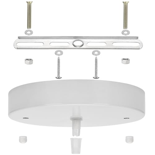 Image of Sangle Sopffy Pendant Light Canopy Kit, 5 1 /8 Inches Ceiling Lighting Canopy Kit with All Mounting Hardware Modern Chandelier Ceiling Plate Cover for Pendant Lighting Fixtures (white-2pc, 4.7inch)