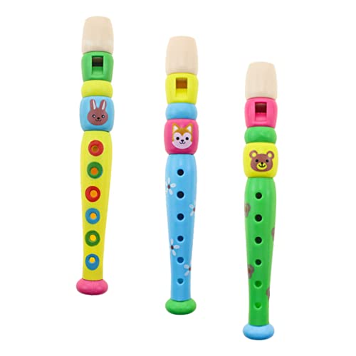 CORHAD 3個かわいい子供用フルート おもちゃ カートゥーンデザイン 孔楽器 子供が簡単に吹ける音楽玩具 ランダムパターン