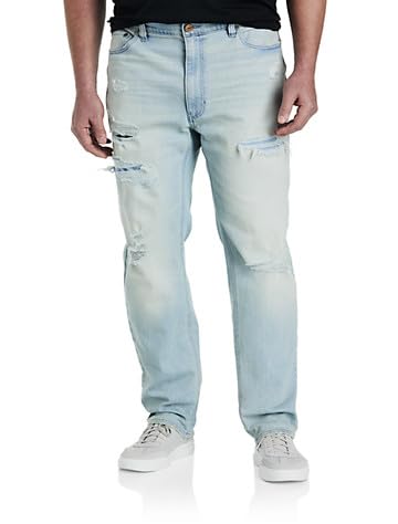 True Nation by DXL Men's Big and Tall Lights Out Rip and Repair Tapered-Fit Jeans Lights Out