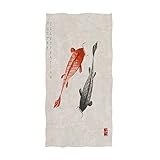 ALAZA Japanese Red and Black Koi Carps Ultra Soft Hand Towel Wash Cloths for Bath, Hotel, Gym, Spa, Beach and Exercise(16' x 30')