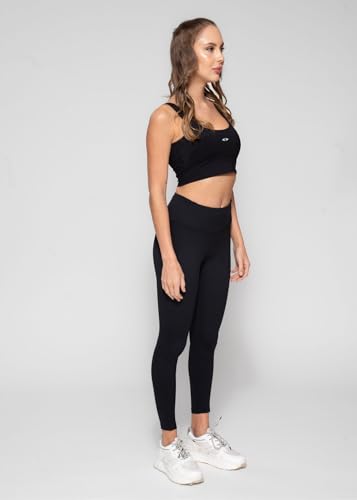 Image of STRCH Women's High Rise Leggings with Side Pocket | Nylon Stretch Gym Tights | Workout, Yoga, Running & Training Activewear | Ankle Length