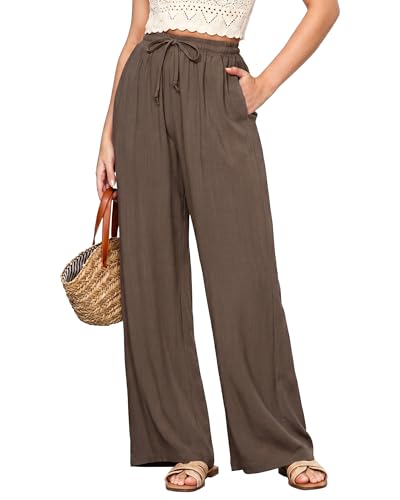 GRAPENT Old Money Clothes Pants for Women Trendy Linen Drawstring