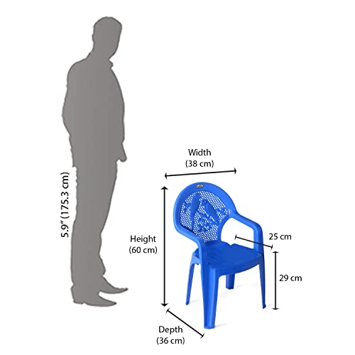 Image of Nilkamal Plastic Toy CHR5015 Chair Modern & Comfortable with Arm & Backrest for Study Chair|Dining Room|Bedroom|Kids Room|Living Room|Indoor-Outdoor|100% Polypropylene Stackable Chairs (Blue)
