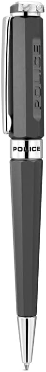Police Geomet Gents Pen with Stainless Steel Trims & Fine Drill Point - PER00023 (Grey/Silver)