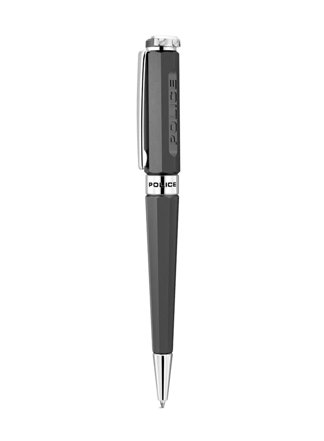 Police Geomet Gents Pen with Stainless Steel Trims & Fine Drill Point - PER00023 (Grey/Silver)
