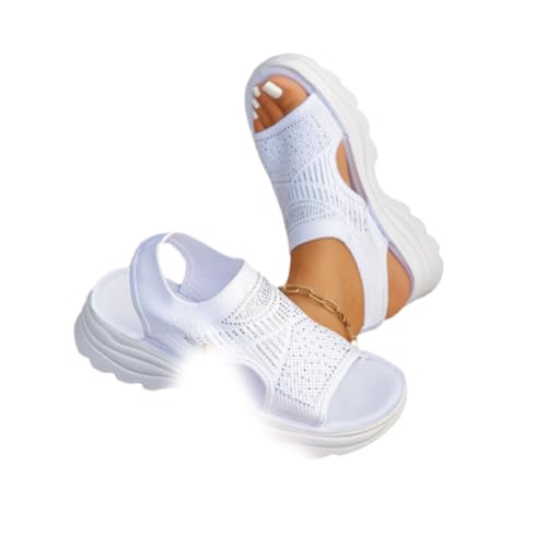 Sandalias de malla transpirable con diamantes para paseos de verano al aire libre