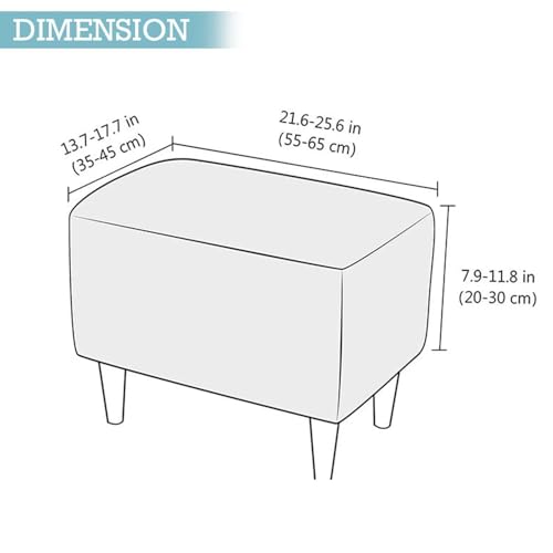 Image of HOKIPO Original Velvet Foot Stool Cover Ottoman Slipcover, Stretch Fitted, Removable Washable, Furniture Cover Protector, Sky Blue (NEW-4801-SBLU)