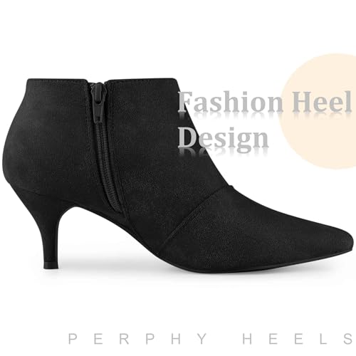 Perphy Pointed Toe Cutout Kitten Heel Ankle Booties for Women4