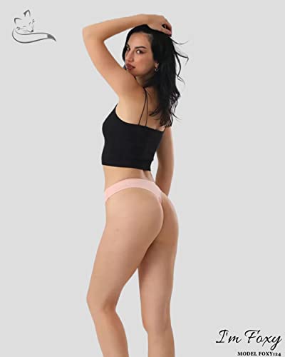 I'm Foxy Women's Combed Cotton Tanga Briefs Underwear, Sexy High-End Panties, 6 Packs, Ultra Soft And Breathable Fabric #TOP2