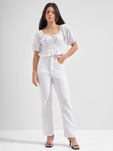Image of Tokyo Talkies Women Slim Fit White Solid Jeans