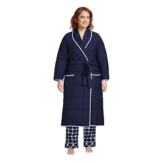 Lands' End Womens LS Comforter Robe Deep Sea Navy Plus 3x