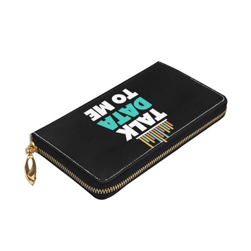 Talk Data to Me Long Leather Clutch Wallet with Dual-Sided Print - Storage bag (12 Card Slots, Zippered Coin Pocket)4
