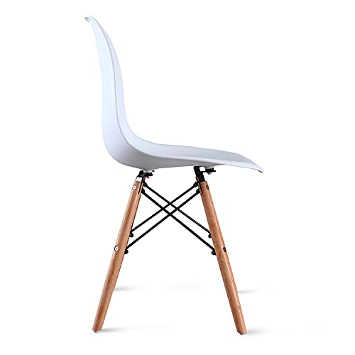 Amazon Basics Modern Dining Chair Set, Shell Chair With Wood Legs For Kitchen, Dining, Living Room - Set Of 4, White #TOP4
