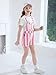 Haloumoning Girls Striped Overalls Kids Fashion Adjustable Straps Colorblock Overall Shorts Rompers with Pockets 5-14Y