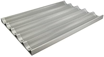 Winco ABP-5L, 18 x 26-Inch 5 Slot Long Aluminum Baguette Pan, Baking French Bread Pan, Perforated Loaf Pan, NSF
