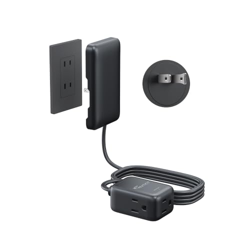 8FT Two Prong Extension Cord & 3 Outlets, 2 Prong to 3 Prong Outlet Adapter - image 1
