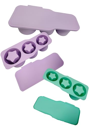 Molde de silicona para hielos con tapa color morado miniatura 5