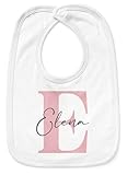 SpecialMe® Baby Lätzchen personalisiert mit Namen Monogramm Anfangsbuchstabe Design Pastellfarben Baumwolle Junge/Mädchen Weiss unisize