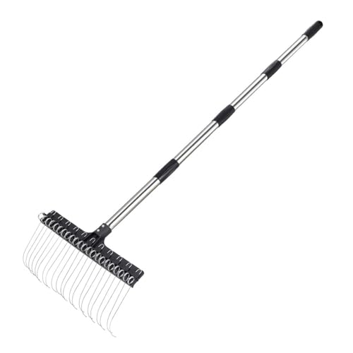 Image of Rake For Leaves - 98-160 Centimeter Extendable Adjustable Ergonomic - Landscape Rake - For Picking Up Trash, Bars, Grass And Leaves, Tree Work, , Lawn, Shrubs,
