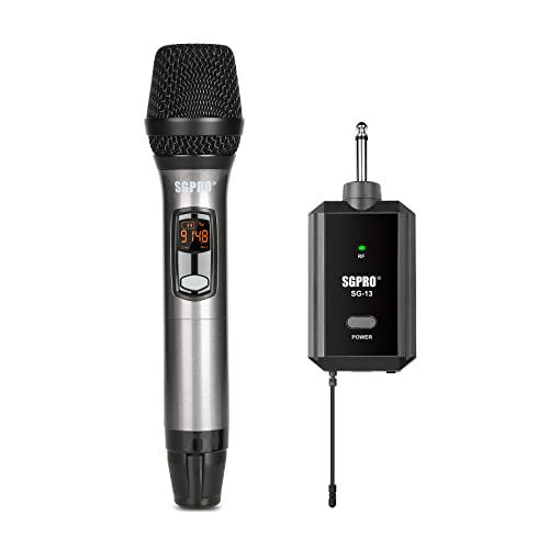 Sgpro Multiple-Purpose Wireless Microphone Set Compact Receiver Mute Function Battery Indicator For Singing, Dj, Speech, Classroom, Church, Home Karaoke And More (Sg-13 | Single Handheld Set) #TOP2