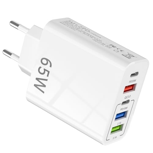 Multiple Charger 65W 5 USB C Ports, QC3.0, USB C PD Adapter, Fast Chargers for Samsung Mobiles, Xiaomi, iPhone, Tablet, Multiple USBC Charger for Travel and Office Multiple Charger 65W 5 USB C Ports, QC3.0, USB C PD Adapter, Fast Chargers for Samsung Mobiles, Xiaomi, iPhone, Tablet, Multiple USBC Charger for Travel and Office