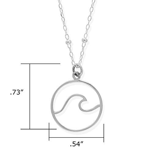 Boma Jewelry Sterling Silver Wave Water Element Circle Round Pendant Necklace, 18 Inches4