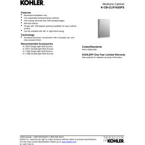 Kohler Cb-Clr1620Fs Remodeler 16" W X 20" H Aluminum Single-Door Medicine Cabinet With Mirrored Door, Bathroom Medicine Cabinet With Mirror And Beveled Edges, Silver #TOP2