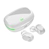 Splashproof Bluetooth 5.3 TWS Earbuds with LED Display Charging Case, Touch Controls, 10mm Drivers, USB-C Fast Charging 3 Gel Tip Sizes Included QFX HP-E110 White