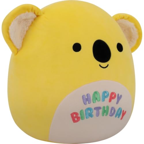 Image of Squishmallows Original 12in Donny the Yellow Koala with inchHappy Birthday inch on Belly - Official Jazwares Birthday Plush (Medium-Sized)