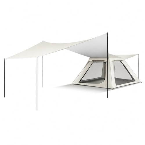 Tente de camping automatique imperméable et familiale avec grand auvent intégré