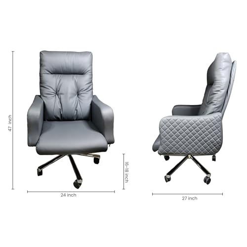 Image of Lakdi The Furniture Co High Back Faux Leather Comfortable Executive Chair and Revolving Chair | Director and Executive Chair | Metal Base (111013163 Grey)