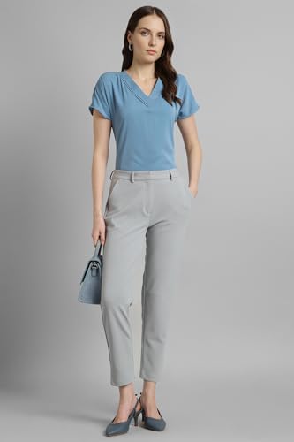 Image of Van Heusen Women's Polyester Regular Fit Half Sleeve V Neck Formal Top