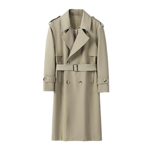 Gabardina larga hombre corte holgado británico abrigo casual doble botonadura EN8 XS