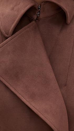 Bardot Chocolate Brown Vegan Suede Trench Coat for Women, Size 8 - Image 6