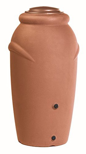 Regentonne 210 Liter [Amphore Design] Regenfass Frostsicher aus Kunststoff - Regenwassertonne mit Wasserhahn - Regenwassertank Garten (Terracotta)